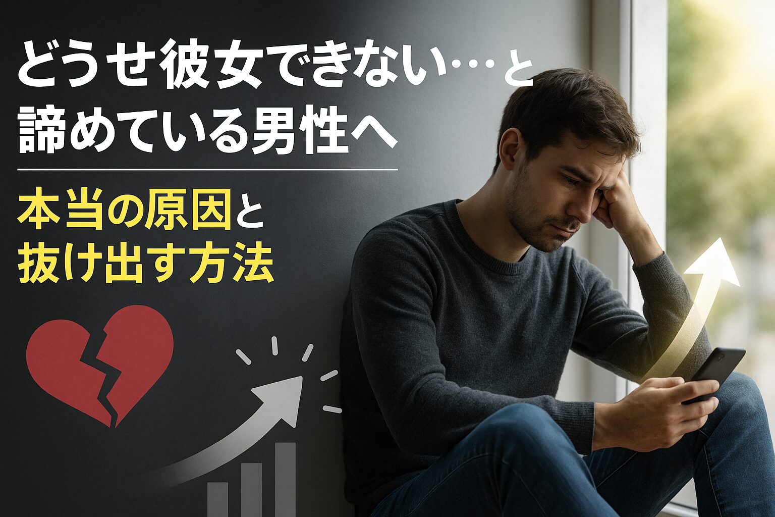 アイキャッチ画像どうせ彼女できない…と諦めている男性へ｜本当の原因と抜け出す方法