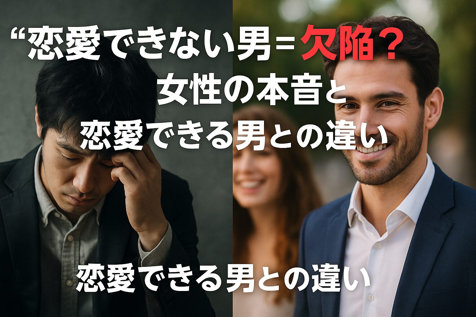 アイキャッチ画像”恋愛できない男＝欠陥？”女性の本音と恋愛できる男との違い