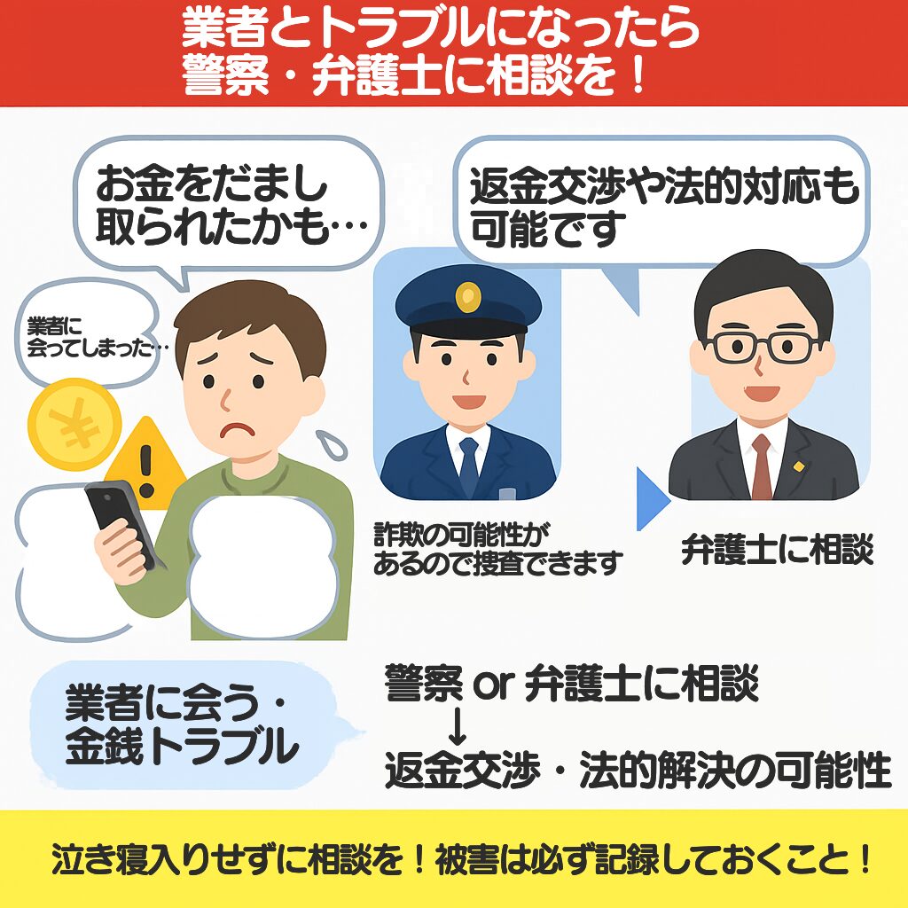 ハッピーメールはサクラと業者しかいない？見分ける方法を8つ紹介警察や 弁護士に相談 