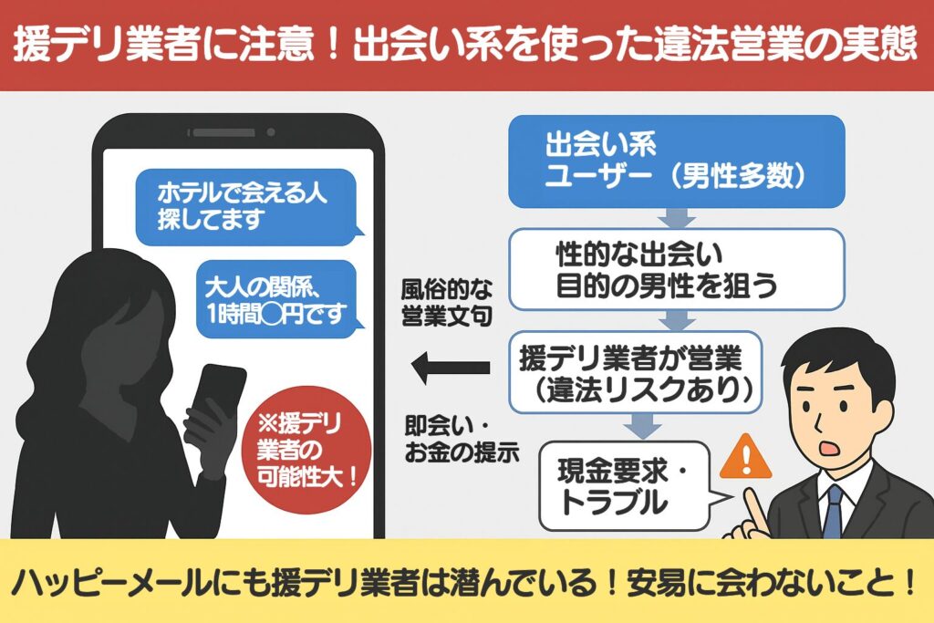 ハッピーメールはサクラと業者しかいない？見分ける方法を8つ紹介援デリ業者