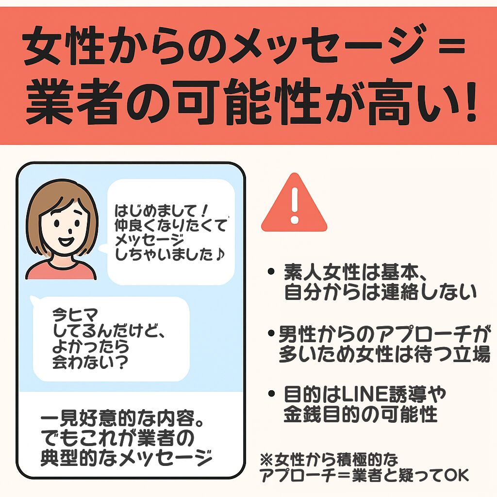 ハッピーメールはサクラと業者しかいない？見分ける方法を8つ紹介女性から 一方的にメッセージが来るのは 基本業者 