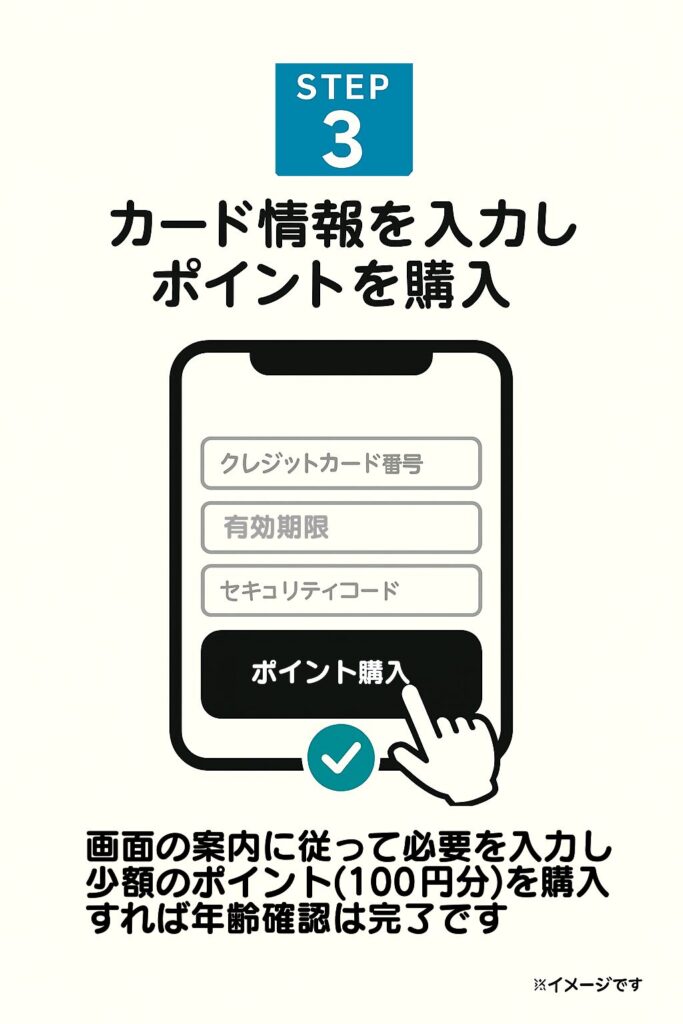 Step 3:カード情報を入力し、少額ポイントを購入する
