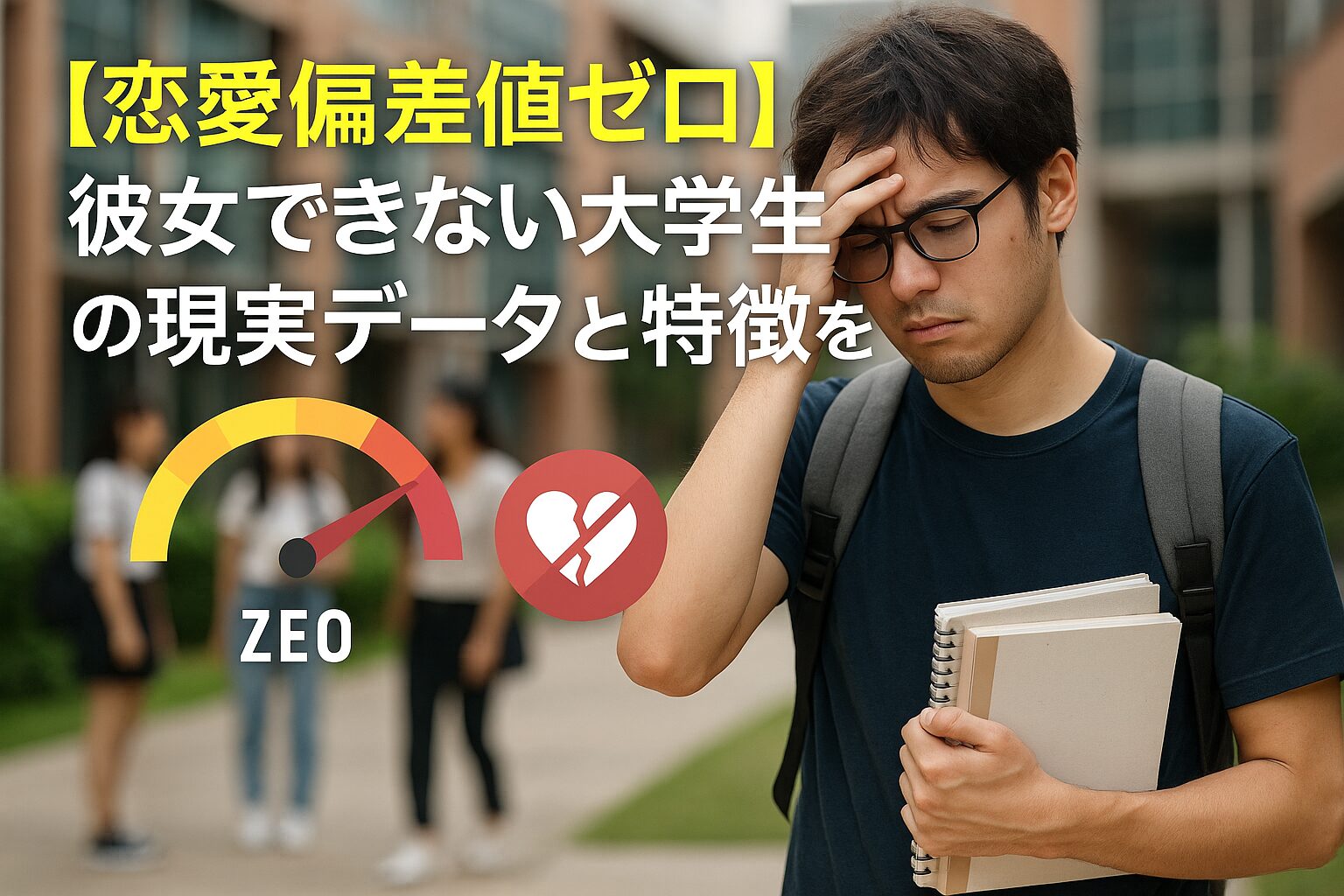 アイキャッチ画像【恋愛偏差値ゼロ】彼女できない大学生の現実データと特徴を暴露