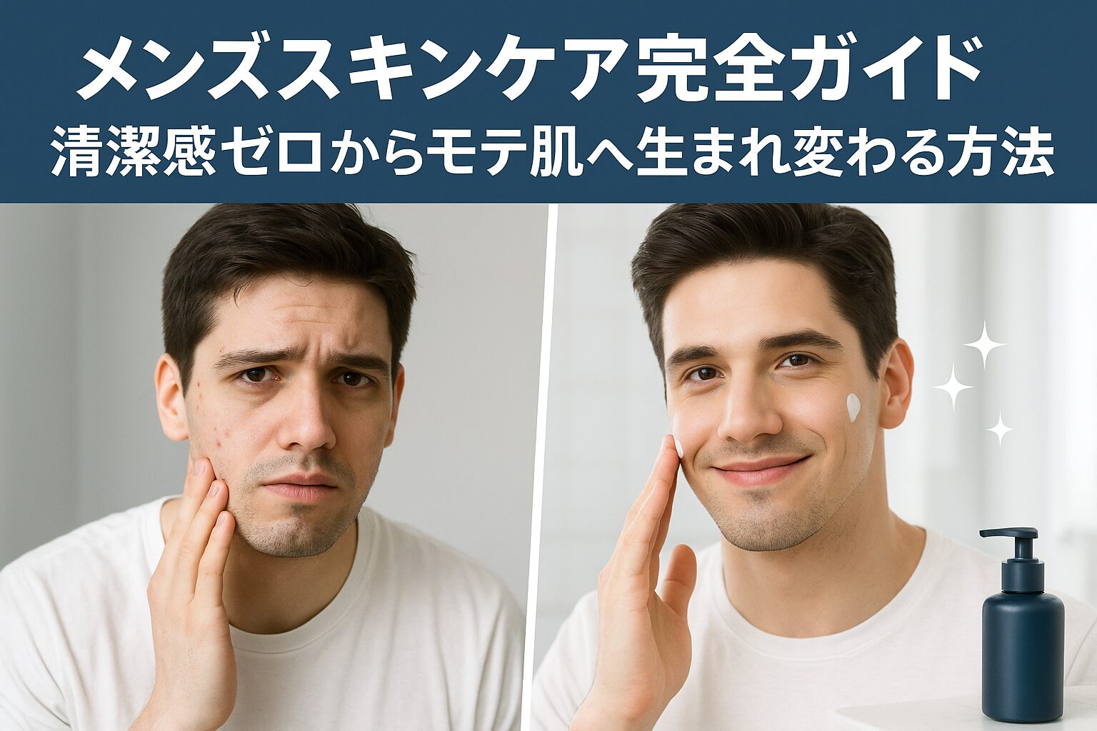 メンズスキンケア完全ガイド清潔感ゼロからモテ肌へ生まれ変わる方法 アイキャッチ画像